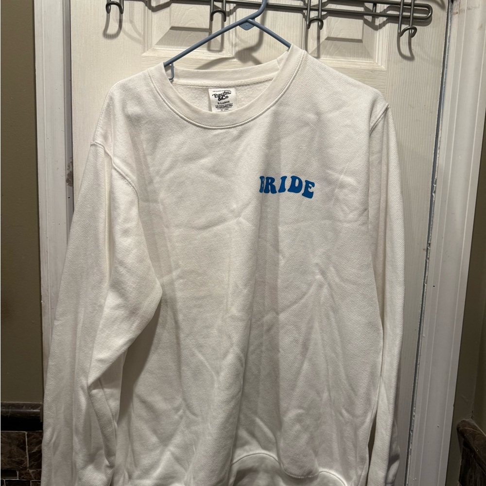 White and Blue Polo Bridal Sweatshirt